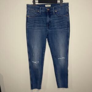 Madewell 9” High-Rise Skinny Jeans Medium Wash Cut-off Hem - Size 31